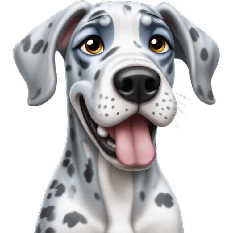 Blue Merle Great Dane crying emoji