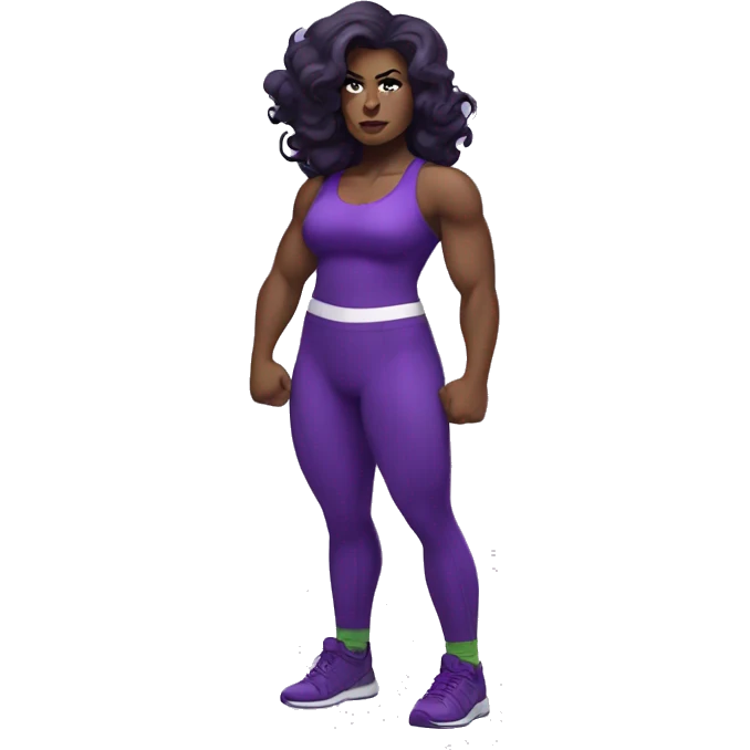 Curvy She Hulk wearing purple gym outfit emoji