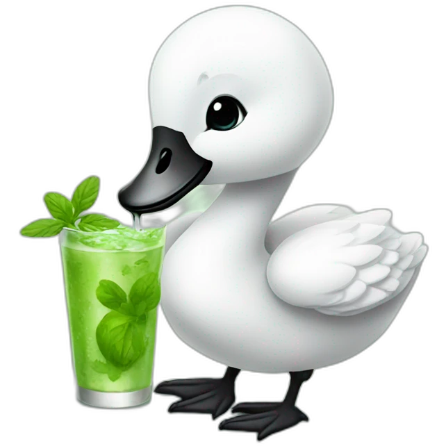 baby swan drinking mojito emoji