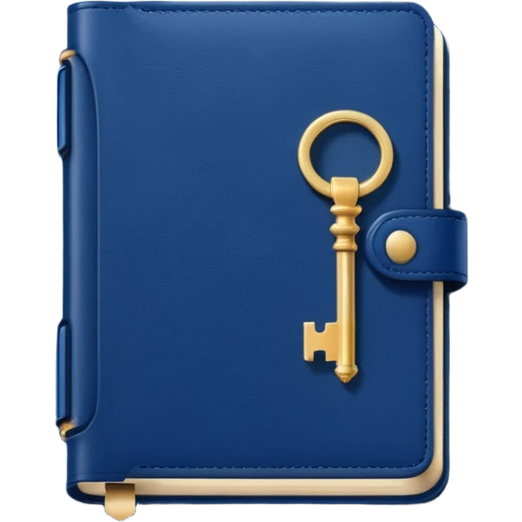 Navy blue diary with a key emoji