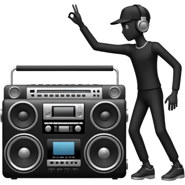boombox with dancing silhouette nearby emoji