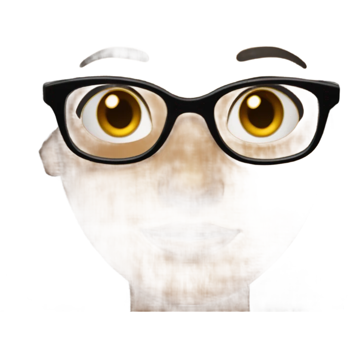 Brown mixed girl with curly black hair, brown skin, brown eyes, stud earrings and clear glasses  emoji