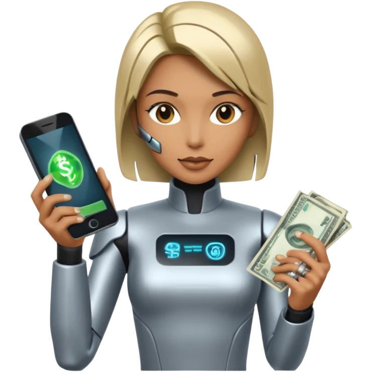 cyber punk holding money and phone emoji