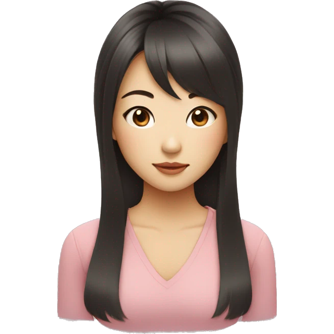 asian girl with side bangs midlength hair and a round face with slight tan emoji