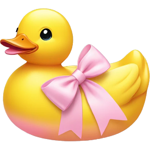 Rubber ducky with a light pink bow emoji