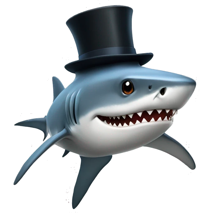 Shark with a top hat emoji