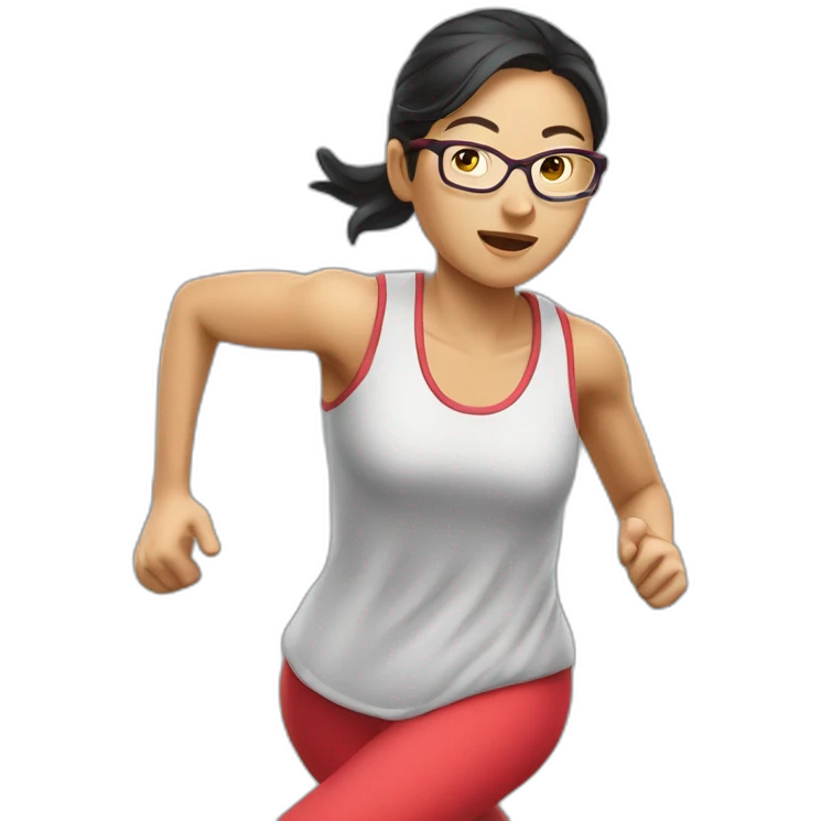 🏃：a-chinese-woman-running-"no rim glasses" emoji