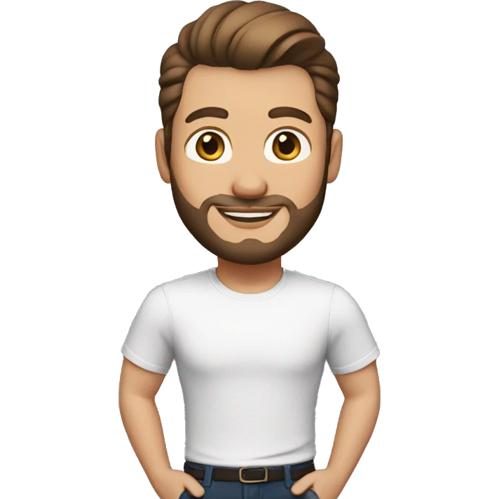 memoji white male 30 years old with dark brown long hair in a bun emoji