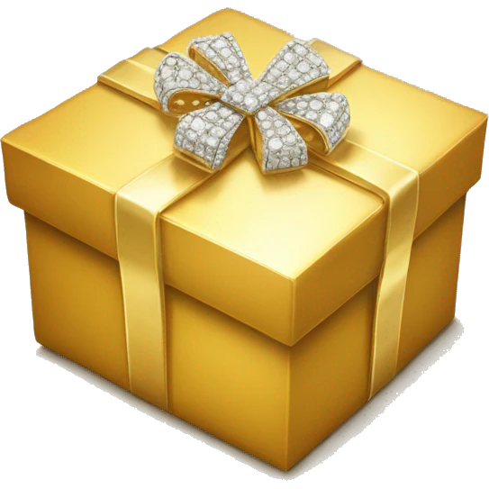 GIFTBOX Golden, with diamonds on it. emoji