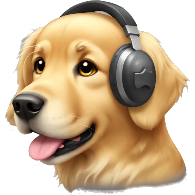 cute golden retriever with ear muffs emoji