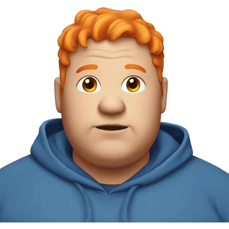 Fat guy with orange hair wearing a blue hoodie emoji