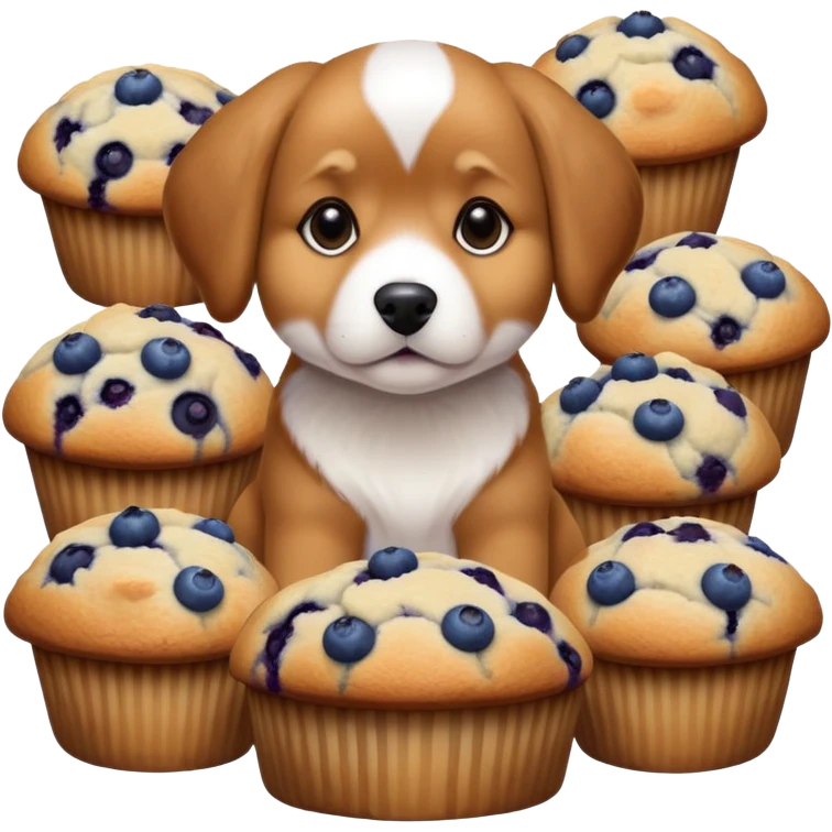 Dog surrounded by blueberry muffins  emoji