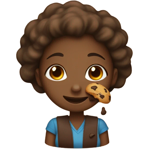Black girl eating chocolate chip cookie emoji