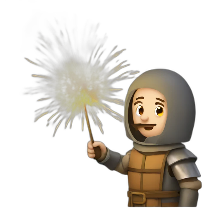 medieval Pyrotechnician seeing some fireworks go off in front of him emoji
