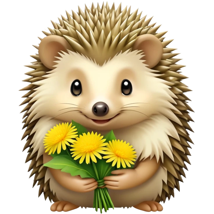hedgehog holding a bouquet of dandelion flowers emoji
