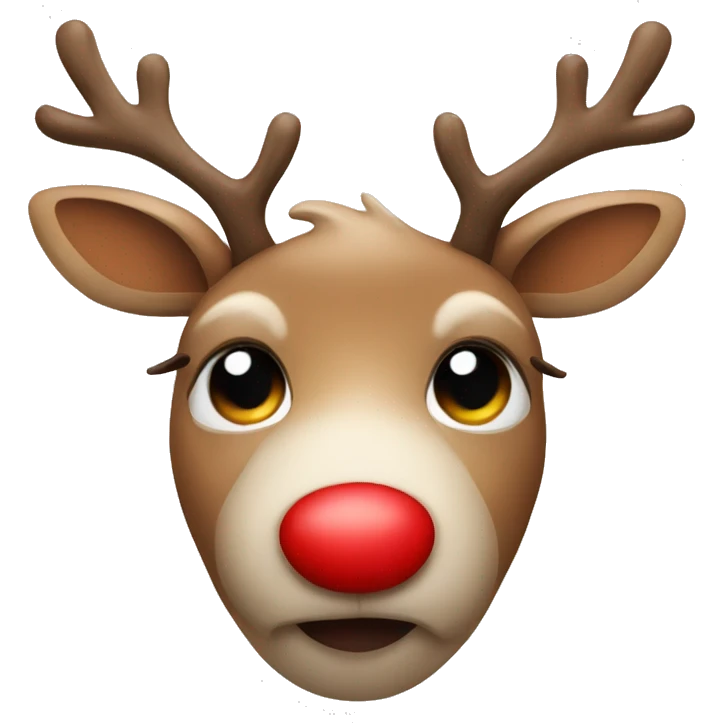 cute reindeer with red nose emoji