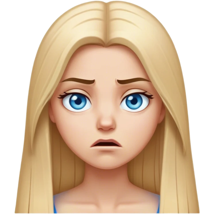 beautiful white girl with long straight blonde hair blue eyes sad angry upset hurt mad emoji