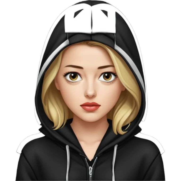 amber heard with black hoodie emoji