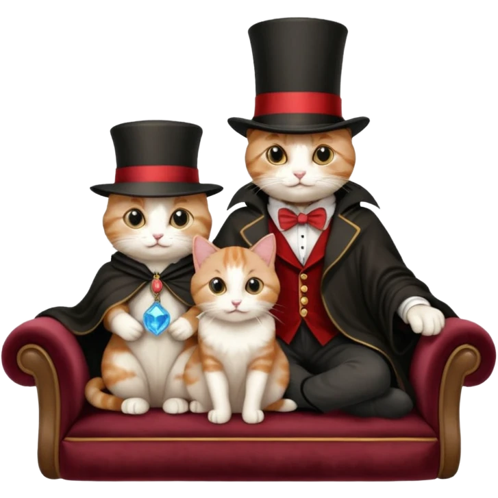 magician couple and their pet cat emoji