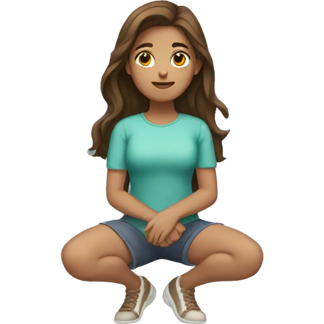 girl with brown hair kneeling emoji