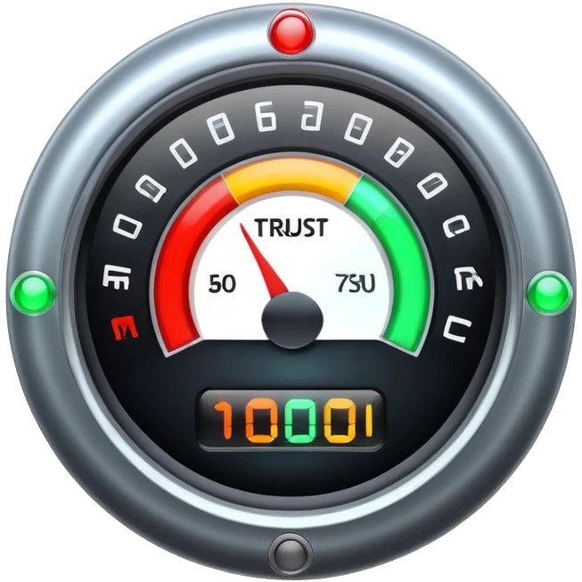 reliability meter, trust indicator, credibility score emoji
