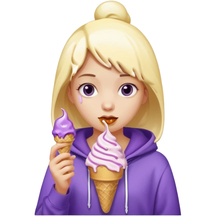 girl in purple hoodie holding ice cream emoji
