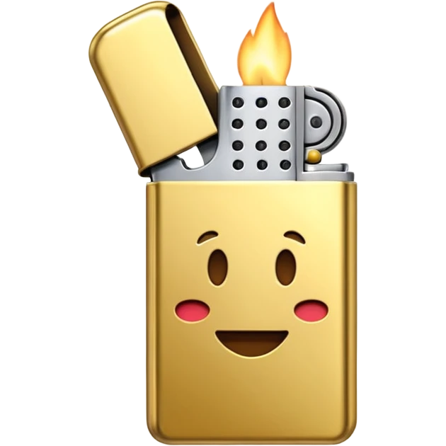 emoji icon of a golden metallic lighter minimalist white background emoji
