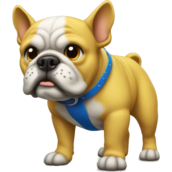 yellow bulldog with blue spiked collar emoji
