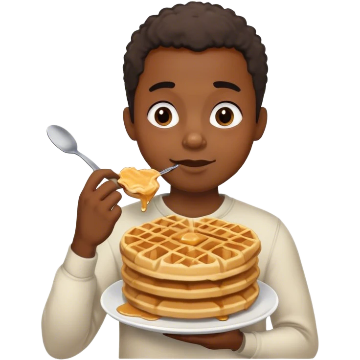 Back guy with a little hair eating waffels emoji