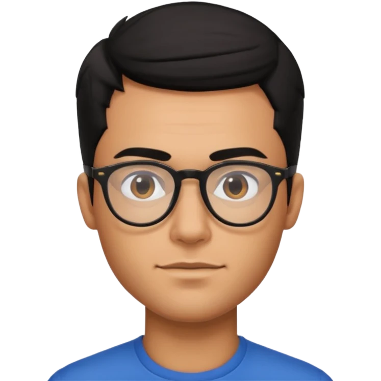 make a guy from portugal that has glasses and has a good jawline and a little masculine and black hair that spreads to the sides and make him gloss emoji