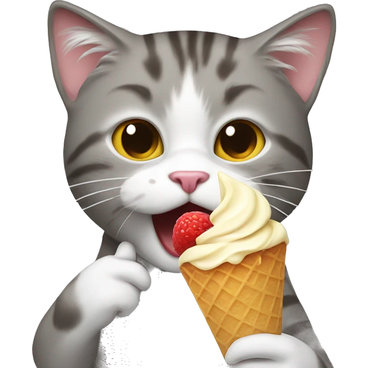Cat eating icecream emoji