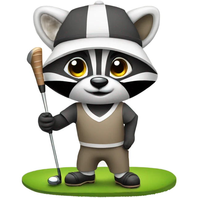 Golfing raccoon emoji