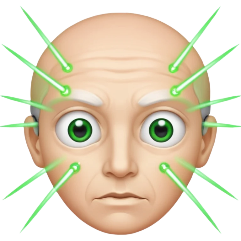 67 with lasers shooting out from its eyes emoji