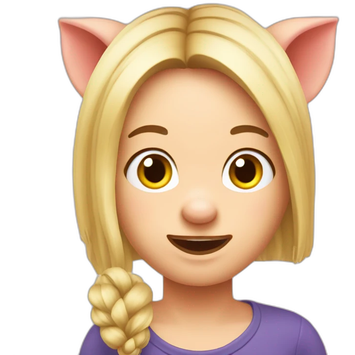 cochon avec cheveux long blond emoji