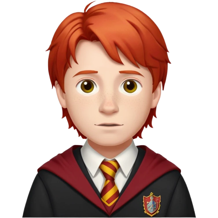 Ron Weasley with red hair, freckles, and Gryffindor school uniform emoji