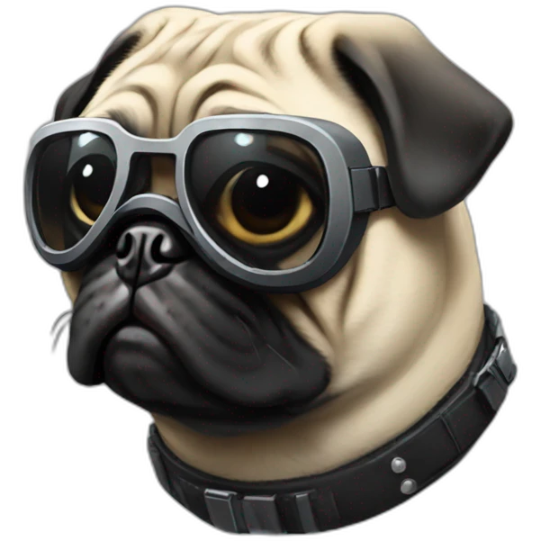 pug with black sunglasses and wearing a cyberpunk suit emoji