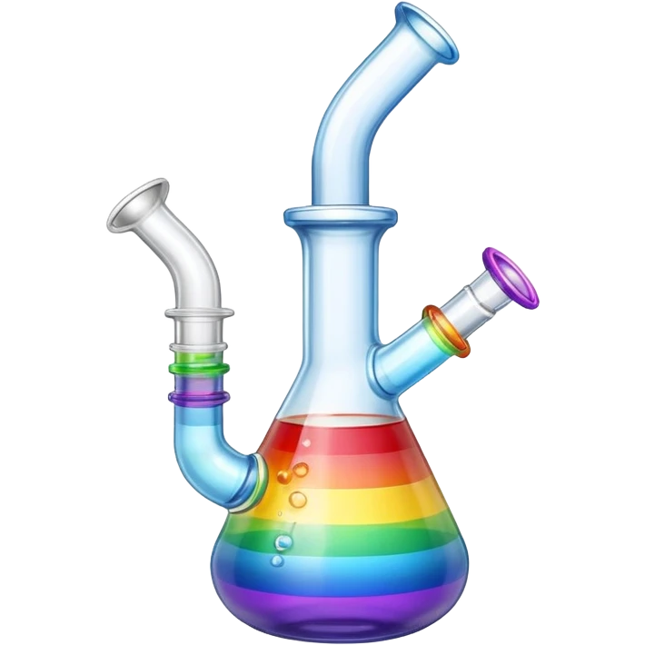 glass bong with rainbow water, modern water pipe, no fruit emoji