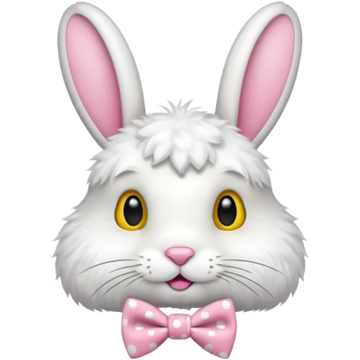 Fluffy rabbit with polka-dot yellow bow tie emoji