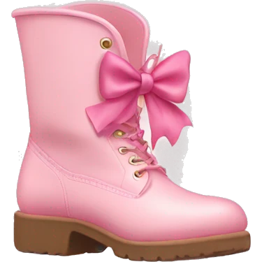 pastel pink boots with pink bow emoji