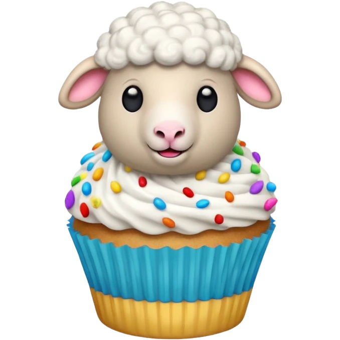 Sheep popping on the cupcake emoji