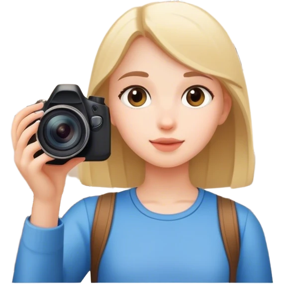 young girl tourist in a big church take a picture emoji