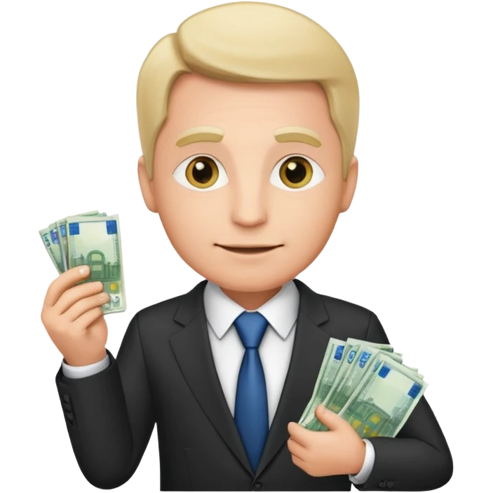 AN UNCLE with a tie in business clothes and with euro money
 emoji
