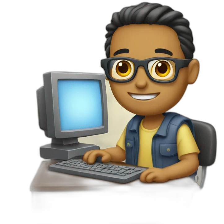 chico usando computadora emoji