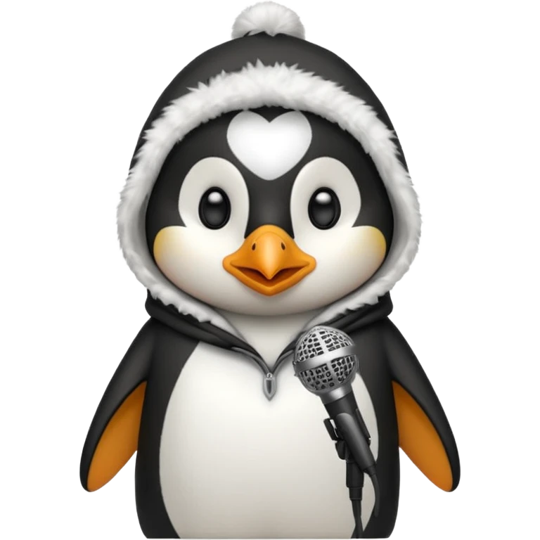 penguin with microphone with hoode emoji
