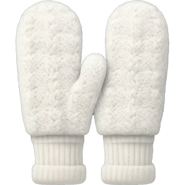 pair of white cozy mittens  emoji