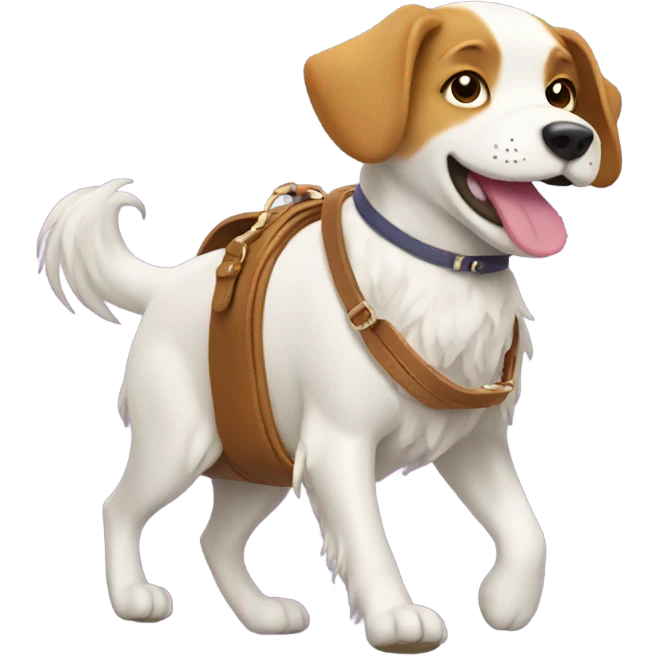 Dog walking with a purse emoji
