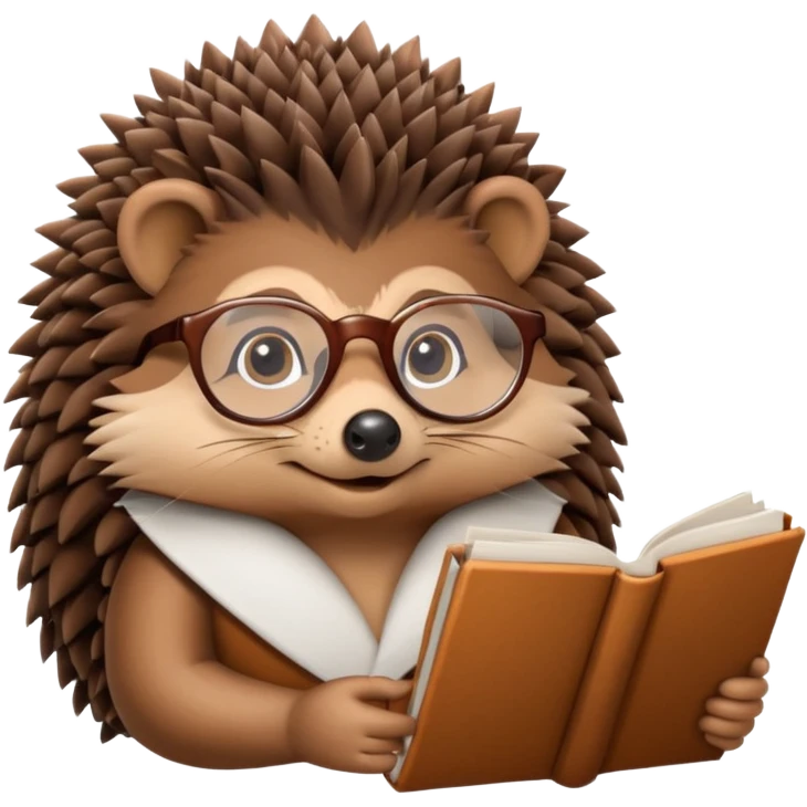 hedgehog with reading glass emoji