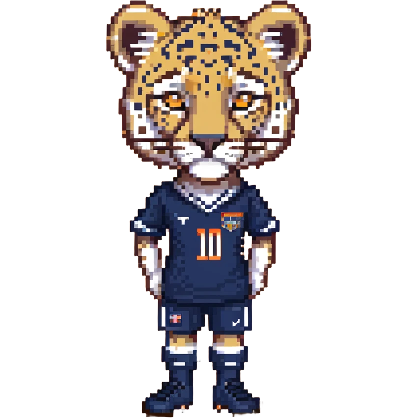 leopard wearing a navy soccer uniform emoji