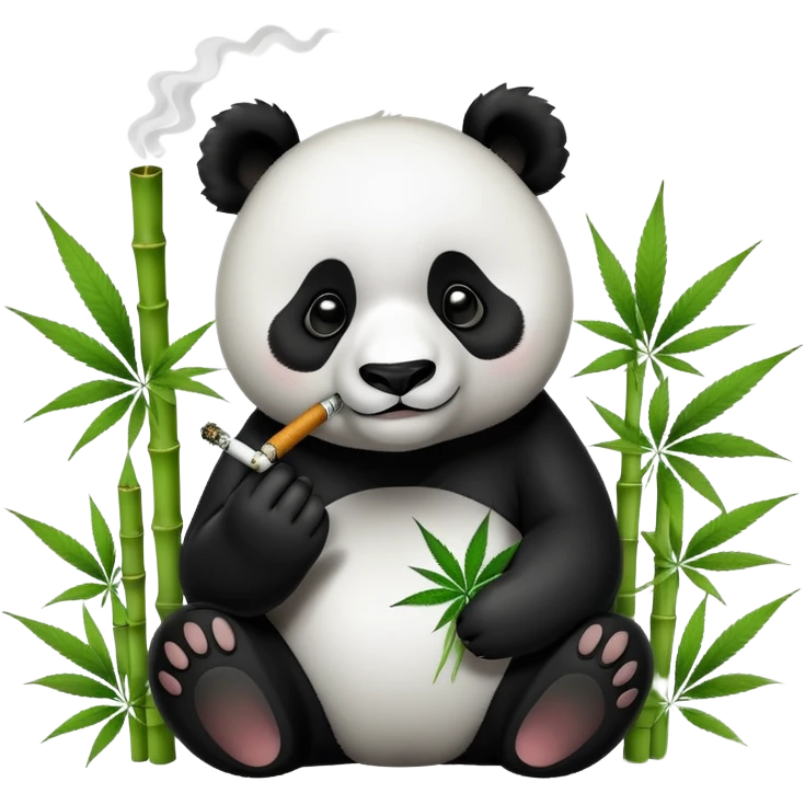 A panda smoking cannabis between bamboo  emoji