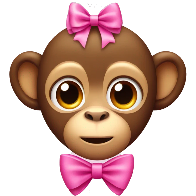 Cute monkey with 2 pink bows on head  emoji